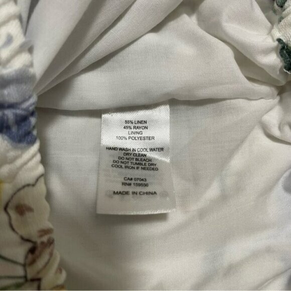 NEW Sigrid Olsen Ivory Floral Linen-blend Crop Peasant Top US S - Picture 6 of 6